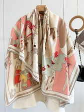 70% Cashmere & 30% Silk Wrap Scarf Shawl pivot Double Face Kerchief 135X135cm