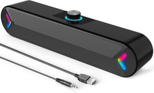 LENRUE Computer Speakers,Wired USB-Powered Sound-bar with 10W Stereo Sound