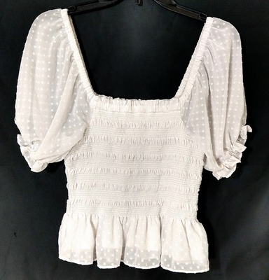 #ad Smocked Peasant Cottagecore Coquette Romantic Ethereal Boho Prairie Express sz M $24.50