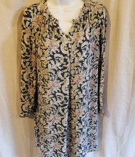 Loft Gray Paisley Long Sleeve Maternity Dress Size Small