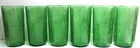 Vintage Anchor Hocking Glass Tumblers SET OF 6 Green Textured Wood Grain 5 3/4"