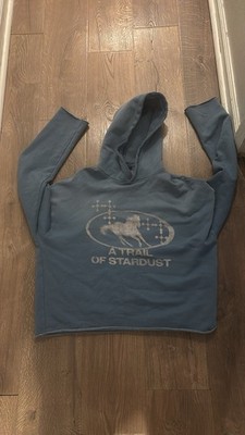 ZARA Blue Pullover Hoodie Women's Size L Graphic Print 'A Trail of Stardust'