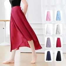 Women Chiffon Ballet Wrap Dance Skirt Asymmetrical Practice Rehearsal Ladies UK