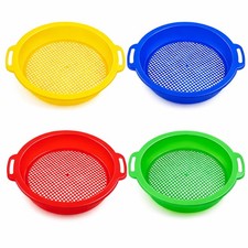 Large Sand Sifter for Sandbox Beach 4 Pack - Sand Sifter for Shark Teeth, Roc...