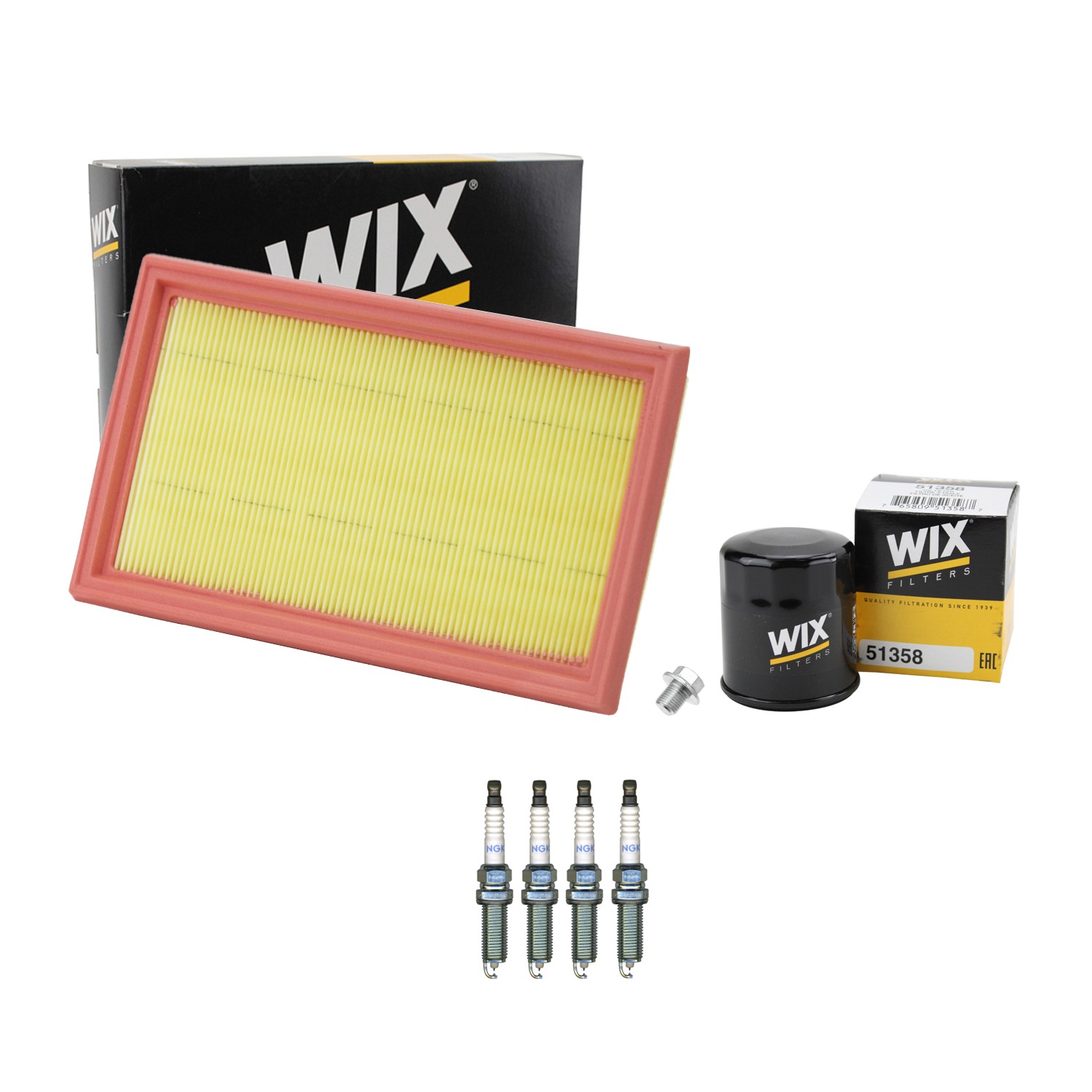 Wix Engine Air Oil Filters  NGK 4 Spark Plugs Kit for Cube Versa 1.6 1.8 2.0 L4