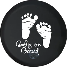 Baby on Board Foot Prints for Offroad Jeep RV Camper Spare leather Tire Cover