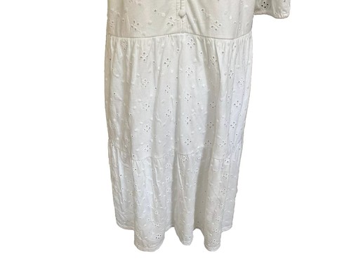 Robe balançoire Loft blanche à oeillets bouffants manches courtes boutons à plusieurs niveaux XL doublée col V - Photo 6/12