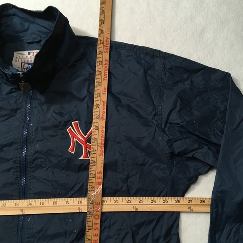 Vintage 90s New York Yankees Pro Player Windbreaker Blue Large DISTRESS LINING - Picture 5 of 14