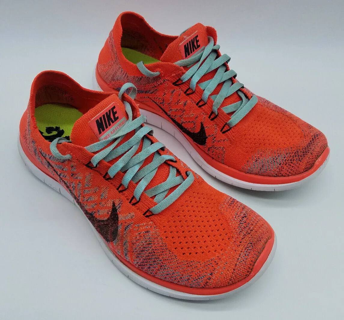 Nike Free 4.0 Flyknit Women s Size 8.5 Running Shoes Orange Black
