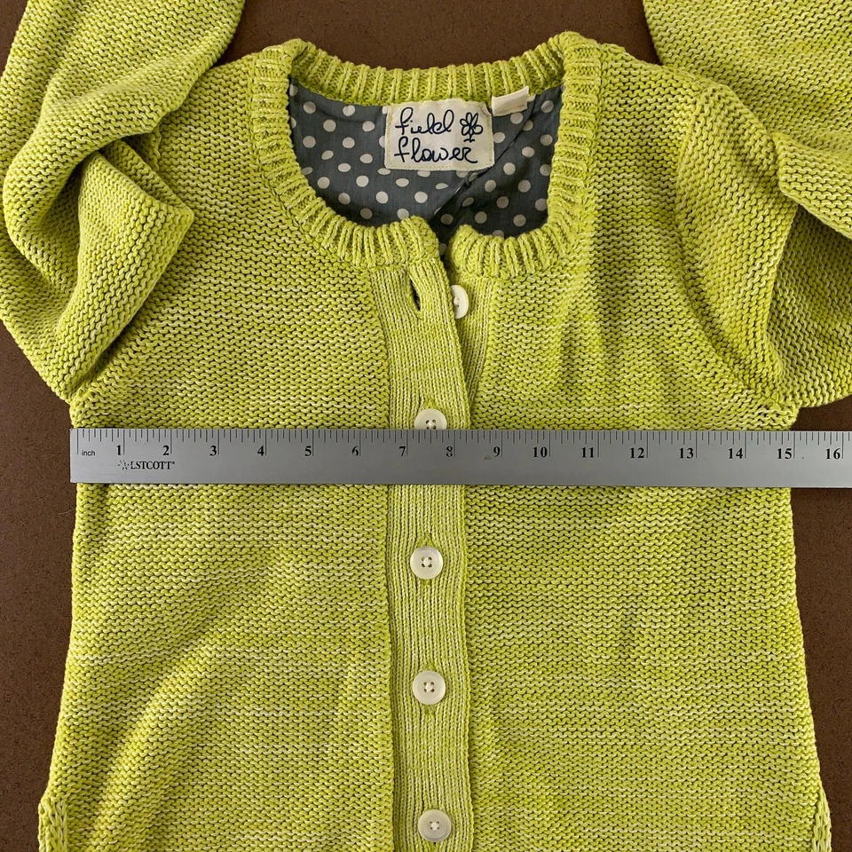 Suéter cárdigan cuello redondo 2 en 1 gris lima verde flor Field para mujer pequeño Foto 4 de 4