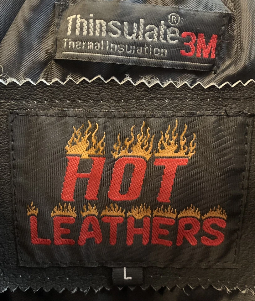 Vintage Hot Leathers 3M Thinsulate Biker Jacket Ladies Large Black Authentic - Image 3 of 3
