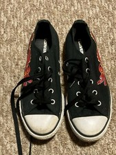 Converse All Star, Black Low Top with Dragon Logo, Size 2 Youth