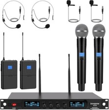 4-Channel Wireless Microphone System Quad UHF Metal Cordless Mic