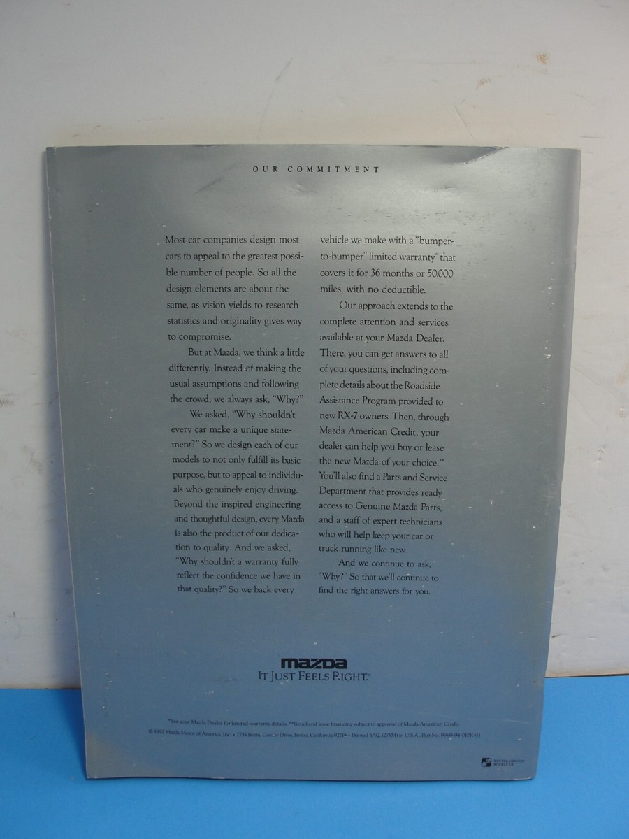 1993 Mazda Rx-7 Rx7 44-page Factory Car Sales Brochure Catalog | eBay