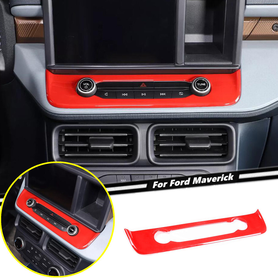 Car Interior Radio Console Cover Trim For Ford Maverick 22-2024 Accessories Red