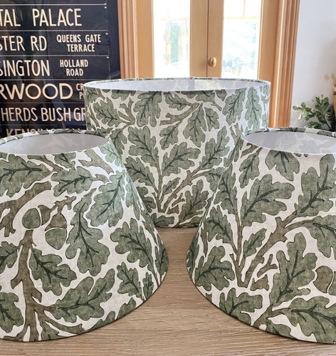 PANTALLA DE LÁMPARA HECHA A PEDIDO WILLIAM MORRIS HOJAS VERDES BLANCAS - Imagen 14 de 14
