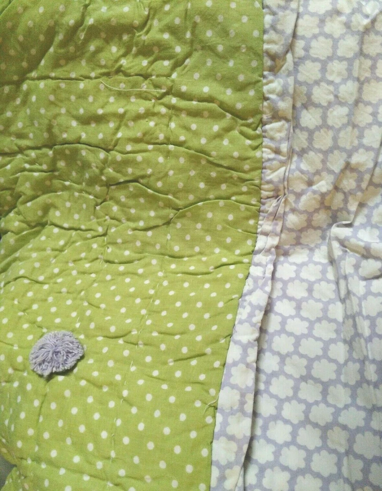 Nuevos pompones Pottery Barn Kids punto verde Brianna estándar SHAM lavanda púrpura Foto 2 de 4