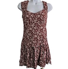 Reformation Olencia Dress 6 Red Floral Cottagecore Boho Ruffle Mini Feminine