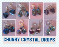 colorized CHUNKY CRYSTAL drops Lever back handcrafted SP YOU CHOOSE