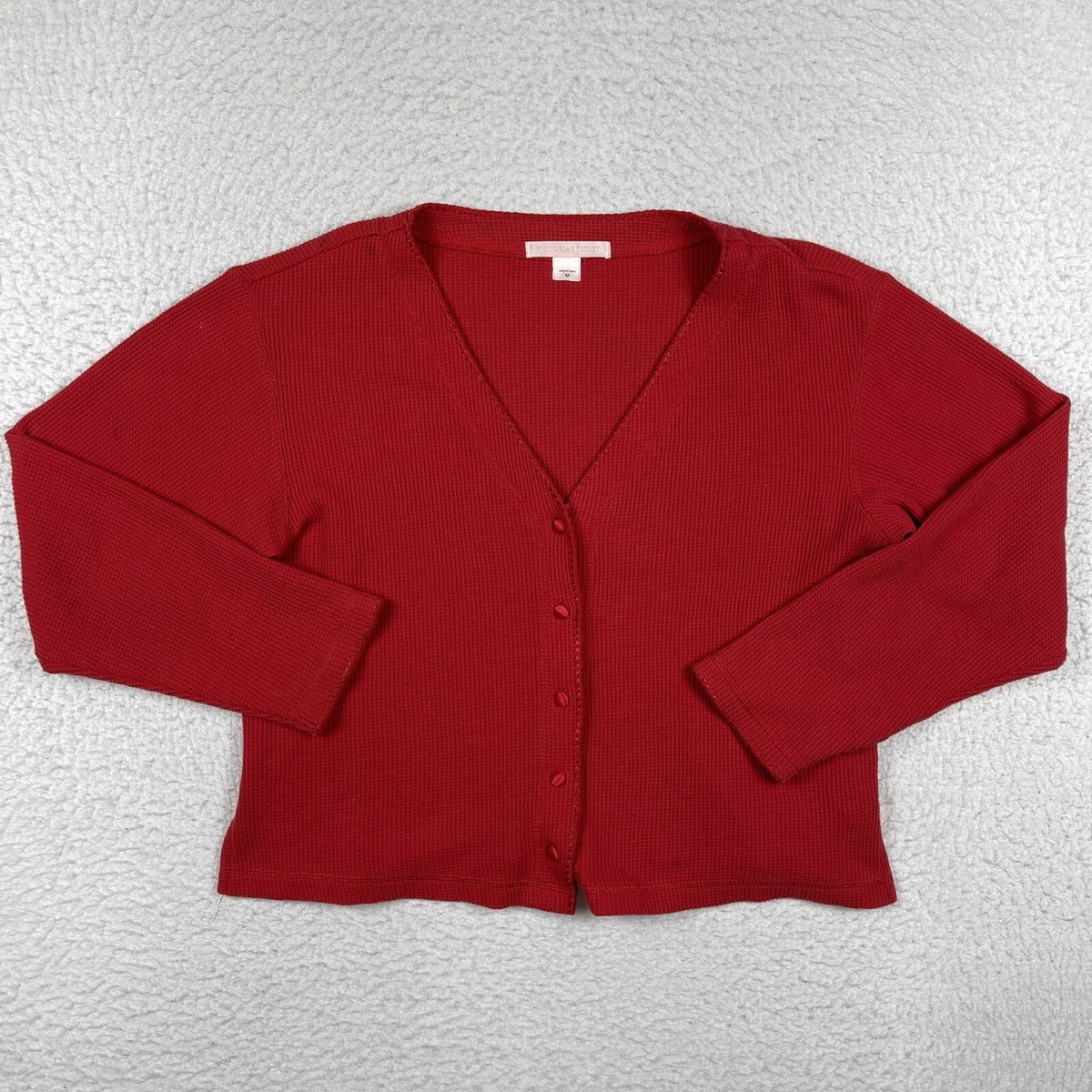 Victoria's Secret Sweater Womens Medium Red Cardigan Vintage