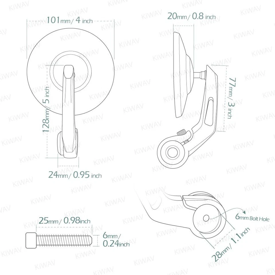 Espejos retrovisores de extremo de barra BOB redondos cromados para Moto Guzzi V7 piedra roscada OEM barra Foto 2 de 4