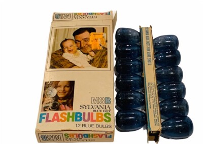M3B Sylvania Flash Bulbs Blue dot Vtg original box camera lighting advertising