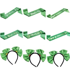 Saint Patricks Day Irish Green Sash Bow Headband Ireland Holiday Party Decor