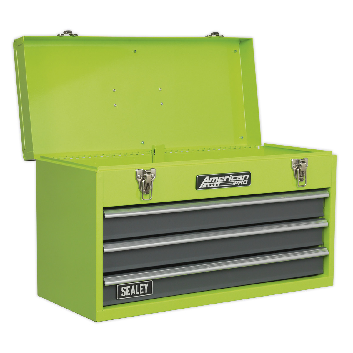 Sealey Tool Chest 3 Drawer Portable with Ball Bearing Slides - Hi-Vis Green/G...