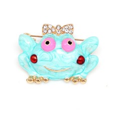 Enamel Crystal Cute Bowknot Frog Charm Animal Brooch Pin Womens Jewelry Gift