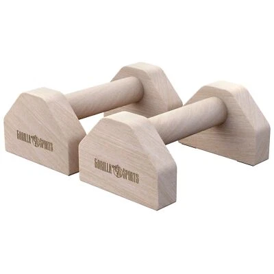 GORILLA SPORTS® Liegestützgriffe Holz Parallettes Calisthenics Push Up Bars