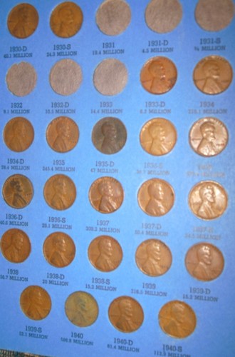 Partial Lincoln Cent Set 1909 to 1940 61 Different in Folder - Picture 4 of 4