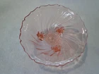 VINTAGE FOOTED PINK BOWL DEPRESSION GLASS SCALLOPED EDGES