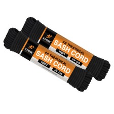Sash Cord - Cotton and Nylon Rope - 1/4 Inch x 100 Ft Rope - Black 2 Pack