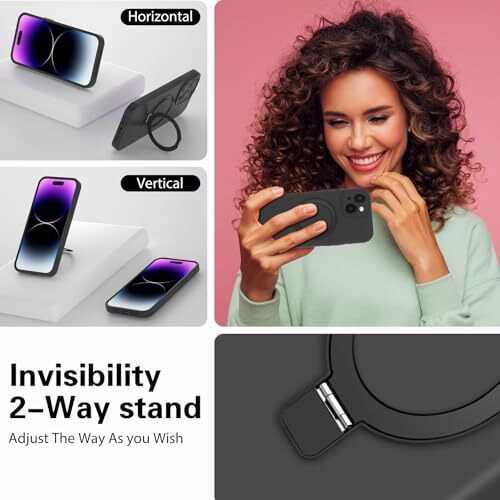 Phone Case for iPhone 14 6.1 inches, Magnetic Invisible For iPhone 14 Black - Picture 6 of 7