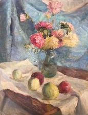 Oil Painting Flowers And Apples Wihyrovskii V. Unframed Home Decor Art nAAA2181