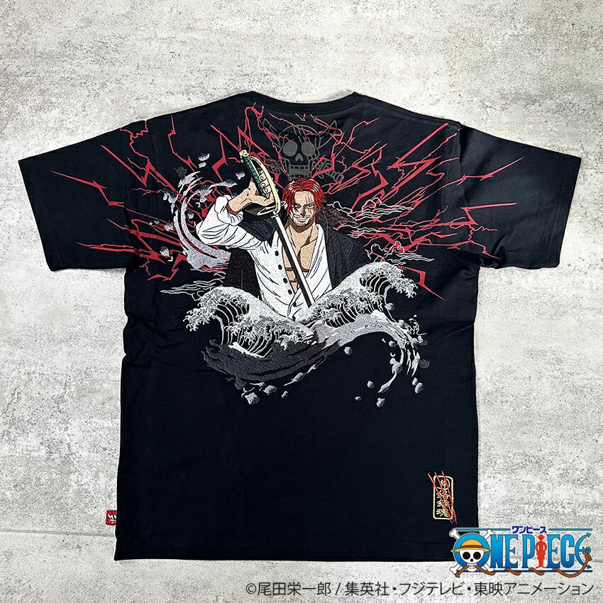 Karakuri Soul x ONE PIECE Shanks Embroidered T-shirts WHT BLK | eBay