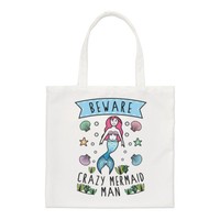 Beware VerrüCkt Meerjungfrau Man Regular Tragetasche Lustig Schulter Shopper