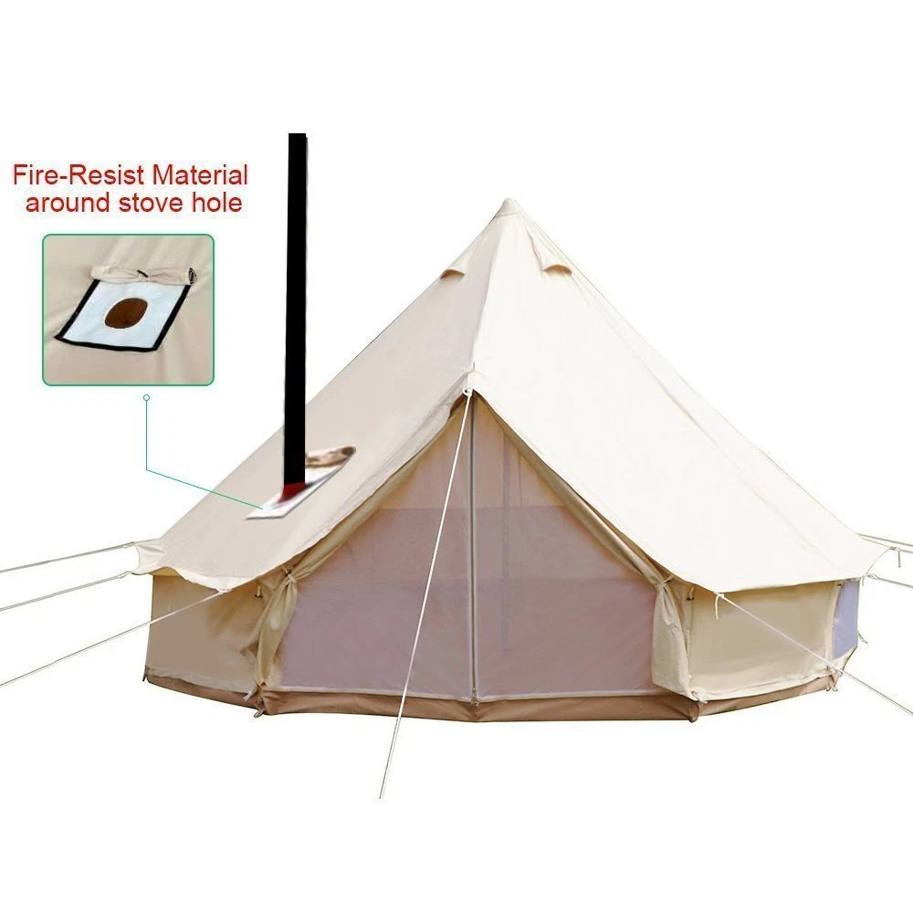 3M4M5M6M7M Large Luxury Cotton Canvas Bell Tent Glamping Yurt Tent Stove  Hole | eBay
