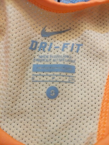 Nike Sports Bra Womens Small Dri Fit Logo Swoosh Compression Mesh Orange - Picture 2 of 12
