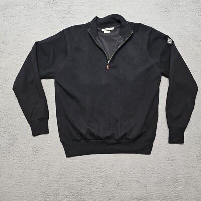 Peter Millar 100% Merino Wool Sweater 1/4 Zip Pullover Men's Size M Black  Knit