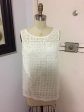 Talbots Crochet Lace Tank with Linen Back