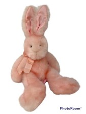 Vintage Russ Berrie Plush Stuffed Animal Mennington Bunny Pink Bendable Ears 17"