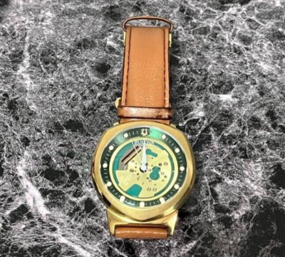 BULOVA ACCUTRON II 97A110 Spaceview Gold Bezel Quartz Men's Watch