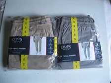 CHAPS Men Flex Twill stretch Jogger elasticated cuff Coastland Wash Gray/Khaki S