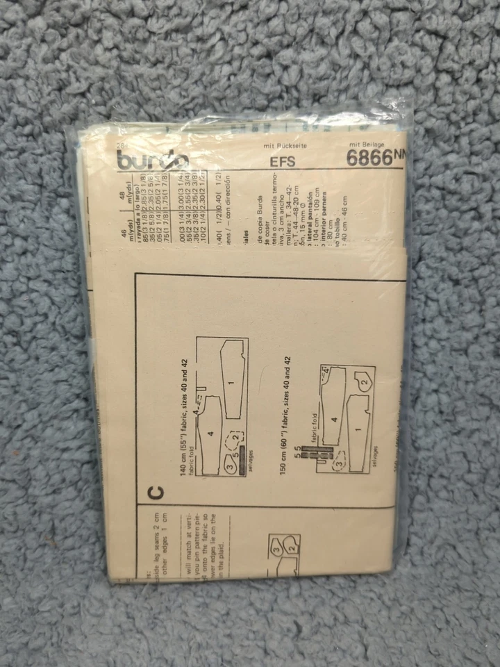 PANTALONES MUJER BURDA 6866 patrón costura plisados talla 8-18 Foto 2 de 4