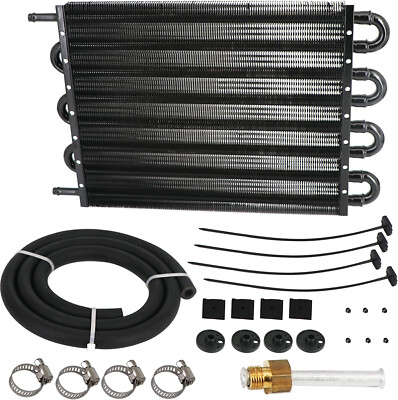 8 Pass Tube and Fin Transmission Cooler Universal 5/16'' Oil Cooler Kit Aluminium