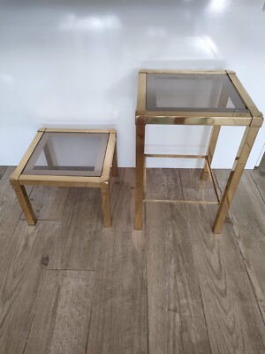 Table d'appoint laiton et verre Mara