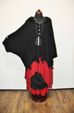 Lagenlook Rafftasche BIG-Oversized Kapuze-Strickjacke Zacken BLACK XXXL,XXXXL