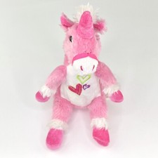 Dan Dee Collectors Choice Unicorn Plush Pink Hearts Stuffed Animal Sitting 8"
