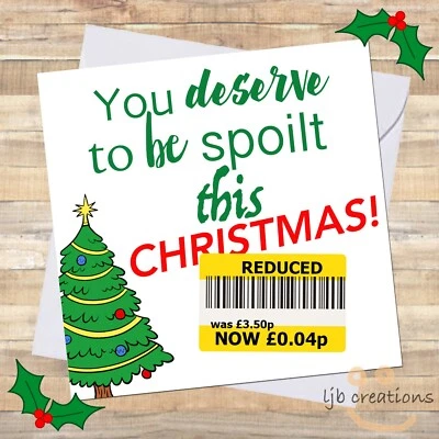LJB CREATIONS Christmas Cards REDUCED STICKER Him Her Cheap Insult Adult Funny Humour Joke 🎄
